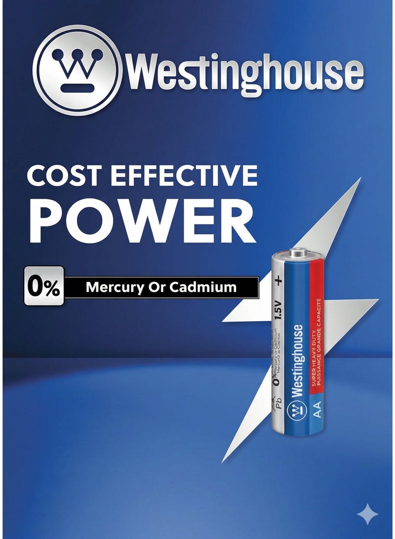 Westinghouse 24 Batteries (12x AA & 12x AAA) Super Heavy Duty Zinc Batteries 1.5V | Leak-Proof| Long-Lasting Power for Flashlights, Toys, Remotes.((LEDPocket Light Gift)) - Image 2