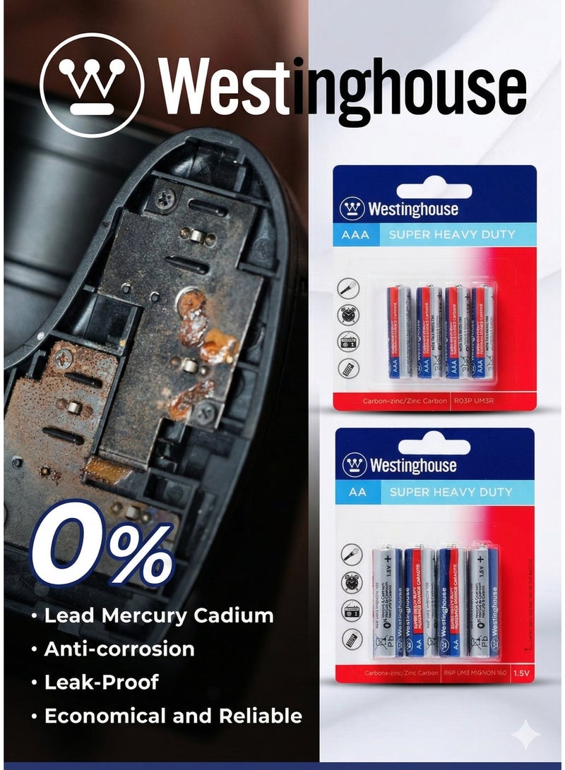Westinghouse 24 Batteries (12x AA & 12x AAA) Super Heavy Duty Zinc Batteries 1.5V | Leak-Proof| Long-Lasting Power for Flashlights, Toys, Remotes.((LEDPocket Light Gift)) - Image 4