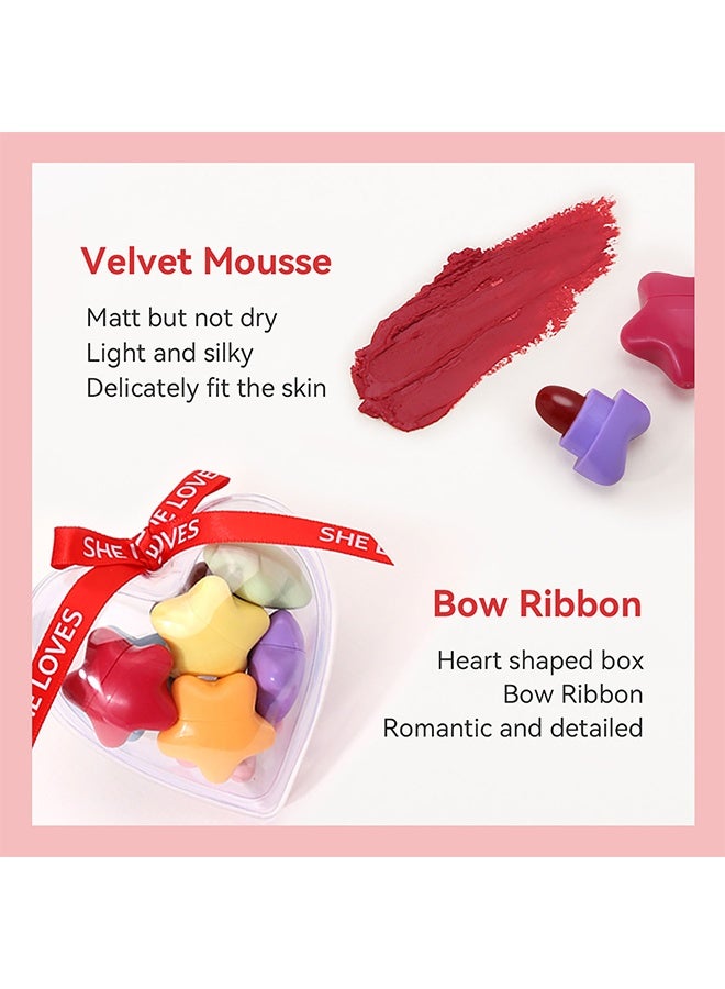 Sheloves Mist Stars Lipstick，Cute Lipstick For Girls Women, 8-Color Matte Color Mini Star Capsule Lipstick Set, Long Lasting Non Stick Cups, Star Candy Portable Colorful Velvet Lipsticks Mini Size - Image 5