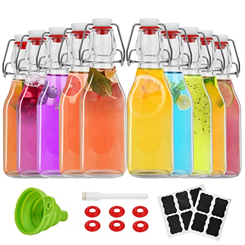 ZEBEIYU 10 Pack Swing Top Glass Bottles 8.5 oz,Flip Top Beer Brewing Bottles for Kombucha, Homemade, Kefir, Water, Beverages, Soda, Oil, Vinegar, Fermentation,Limoncello - Image 1