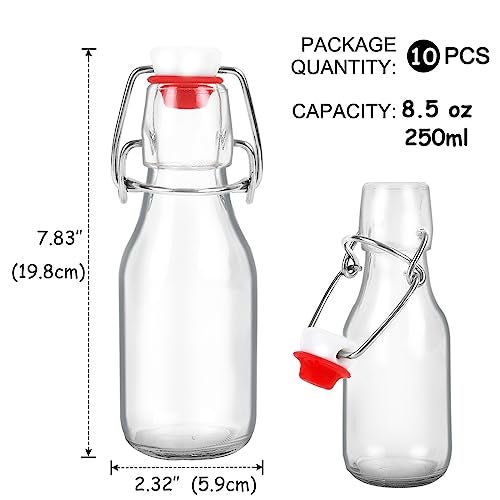 ZEBEIYU 10 Pack Swing Top Glass Bottles 8.5 oz,Flip Top Beer Brewing Bottles for Kombucha, Homemade, Kefir, Water, Beverages, Soda, Oil, Vinegar, Fermentation,Limoncello - Image 3
