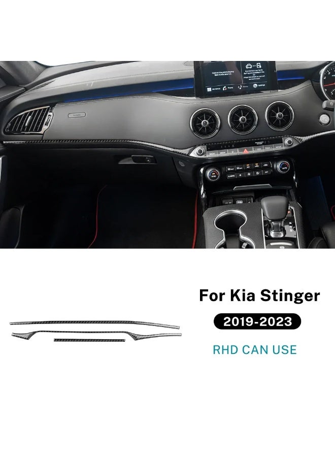 KUNGKIC For KIA Stinger 2019 2020 2021 2022 2023 LHD RHD Real Soft Carbon Fiber Car Central Control Strip Sticker Interior Accessories - Image 1