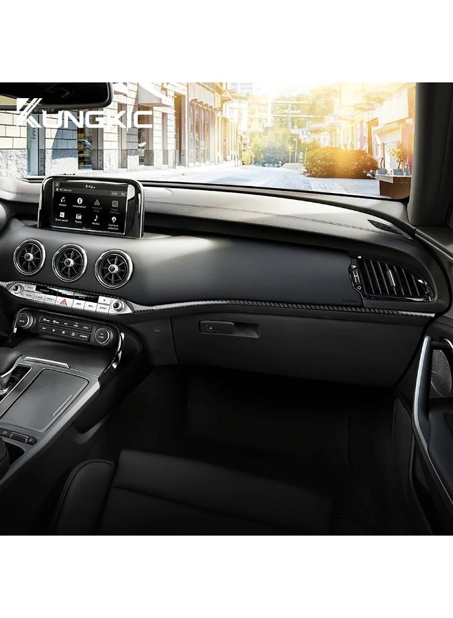 KUNGKIC For KIA Stinger 2019 2020 2021 2022 2023 LHD RHD Real Soft Carbon Fiber Car Central Control Strip Sticker Interior Accessories - Image 5