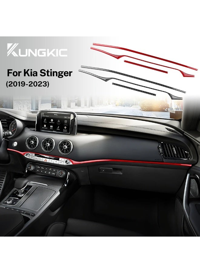 KUNGKIC For KIA Stinger 2019 2020 2021 2022 2023 LHD RHD Real Soft Carbon Fiber Car Central Control Strip Sticker Interior Accessories - Image 2