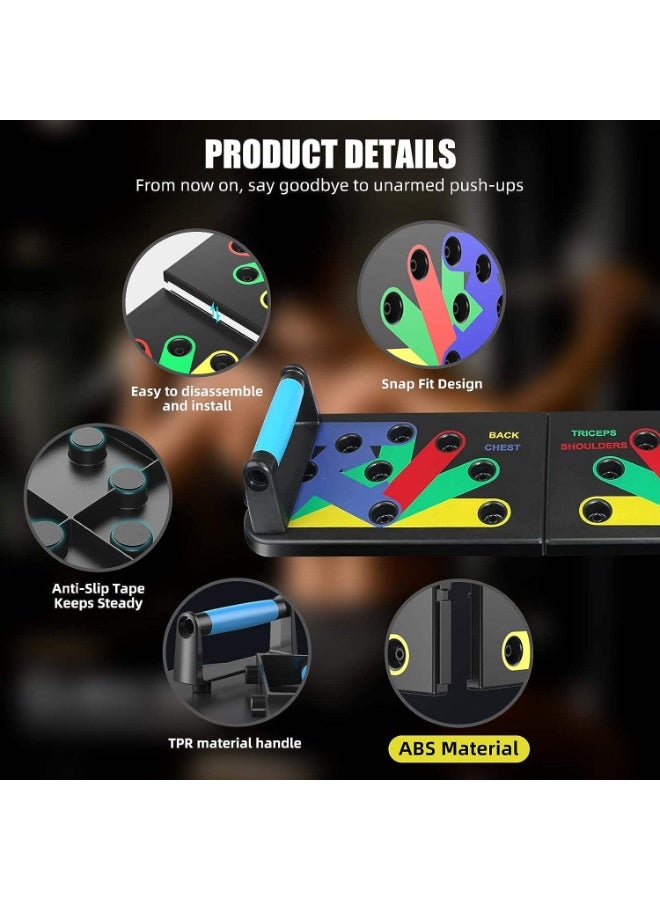 HEXAR® Push Up Board, Foldable 12-in-1 Fitness Board, Home Workout Equipment, Pushup Handles for Floor, Multi Muscle Strength Training Equipment for Men and Women - Image 5