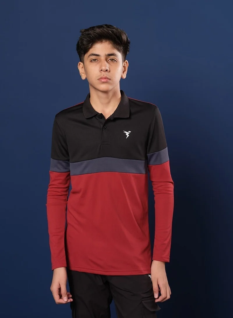 Technosport Technosport Color Block Long Sleeve Polo T-Shirt