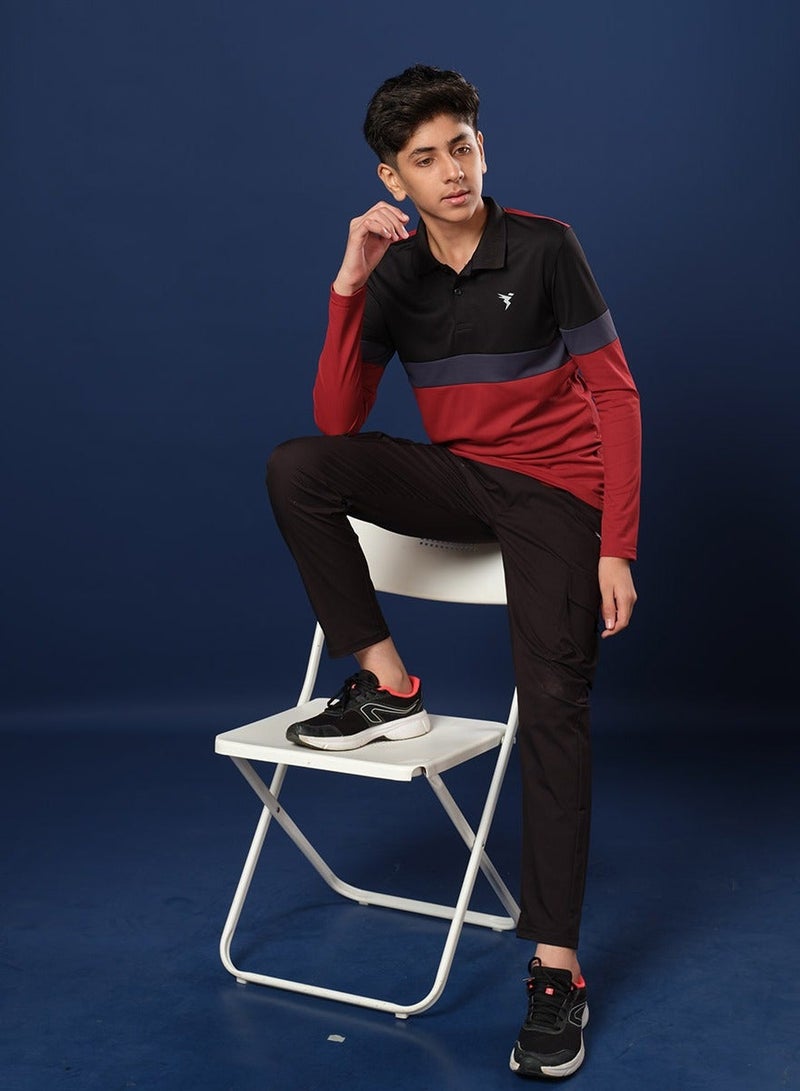 Technosport Color Block Long Sleeve Polo T-Shirt - Image 2