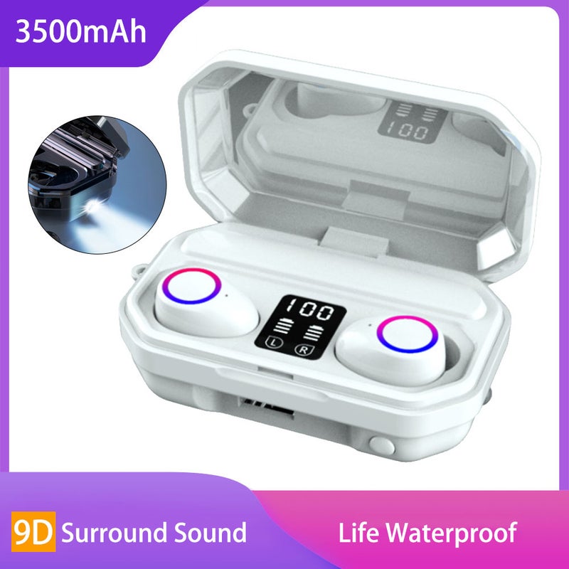 docooler M12 LEDs Digtal Display Bluetooth Wireless In-Ear Earphone With Microphone White - Image 1