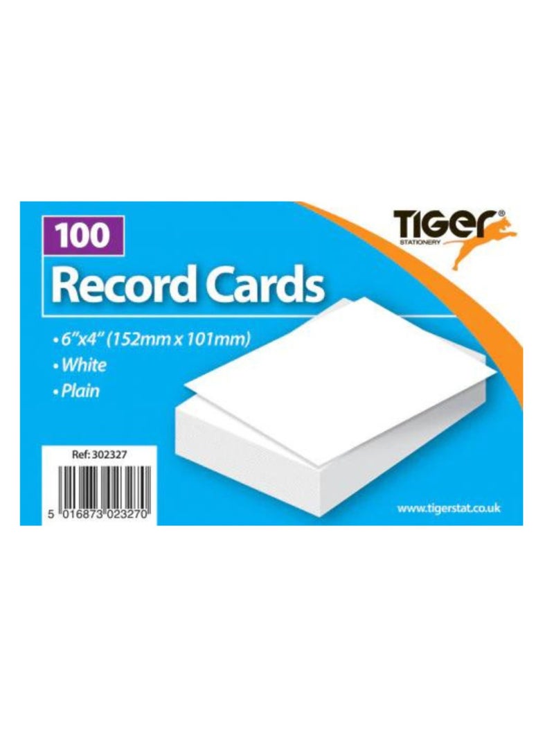 TIGER RECORD CARDS WHITE 6X4" 100 SHEETS - Image 1