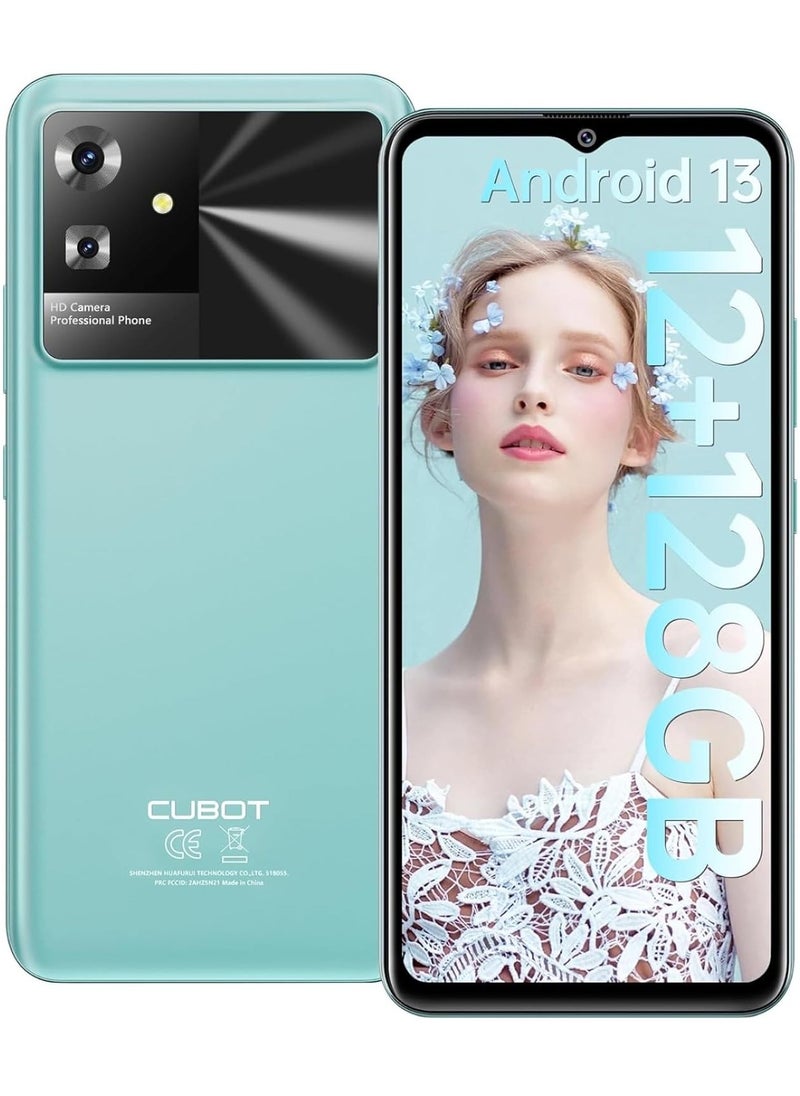 Cubot Note 21 Unlocked Cell Phone, Smartphone Android 13, 12GB RAM (6GB+6GB Extended), 128GB ROM, 5200mAh Battery 6.56" HD+ Display, 50MP Rear Camera, Dual SIM (Green)  - Image 1