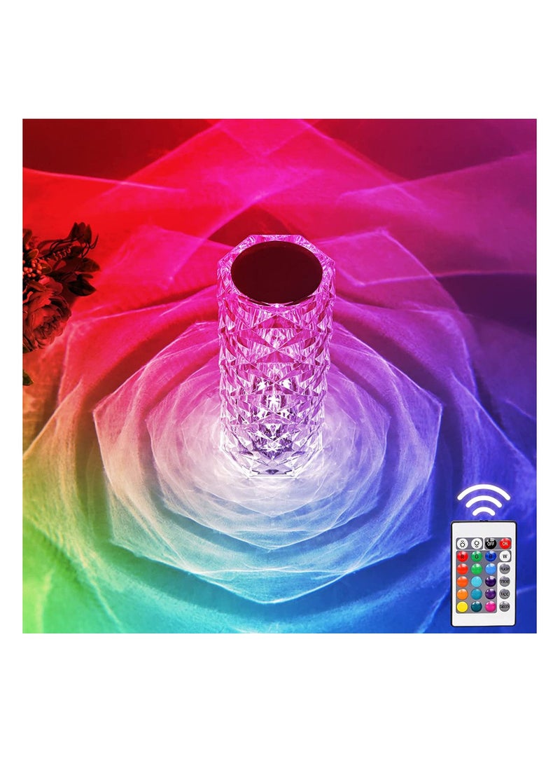 Generic - Crystal Lamp 16 Color Changing RGB Crystal Table Lamp Touch Dimmable Rose Crystal Diamond Night Light with Remote Control and USB Rechargeable  Crystal Lamp for Bedroom - Image 1