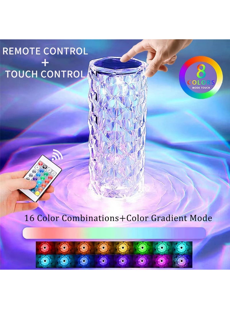 Generic - Crystal Lamp 16 Color Changing RGB Crystal Table Lamp Touch Dimmable Rose Crystal Diamond Night Light with Remote Control and USB Rechargeable  Crystal Lamp for Bedroom - Image 1