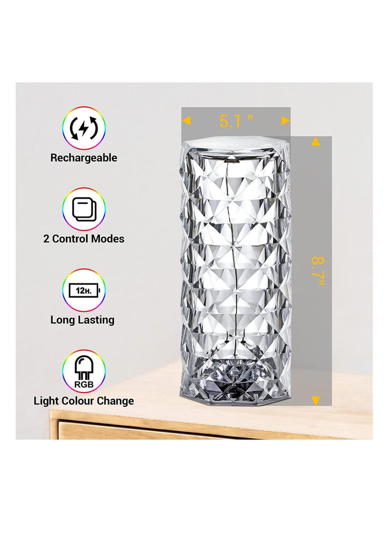 Generic - Crystal Lamp 16 Color Changing RGB Crystal Table Lamp Touch Dimmable Rose Crystal Diamond Night Light with Remote Control and USB Rechargeable  Crystal Lamp for Bedroom - Image 1