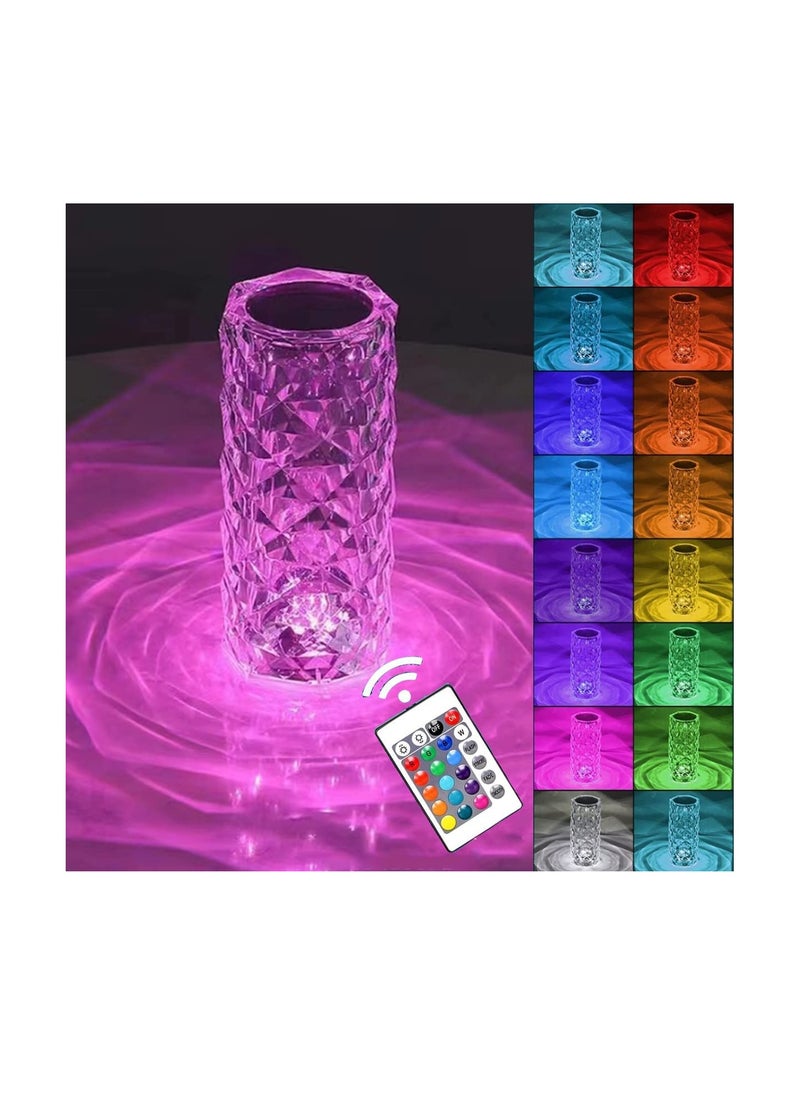 Generic - Crystal Lamp 16 Color Changing RGB Crystal Table Lamp Touch Dimmable Rose Crystal Diamond Night Light with Remote Control and USB Rechargeable  Crystal Lamp for Bedroom - Image 1