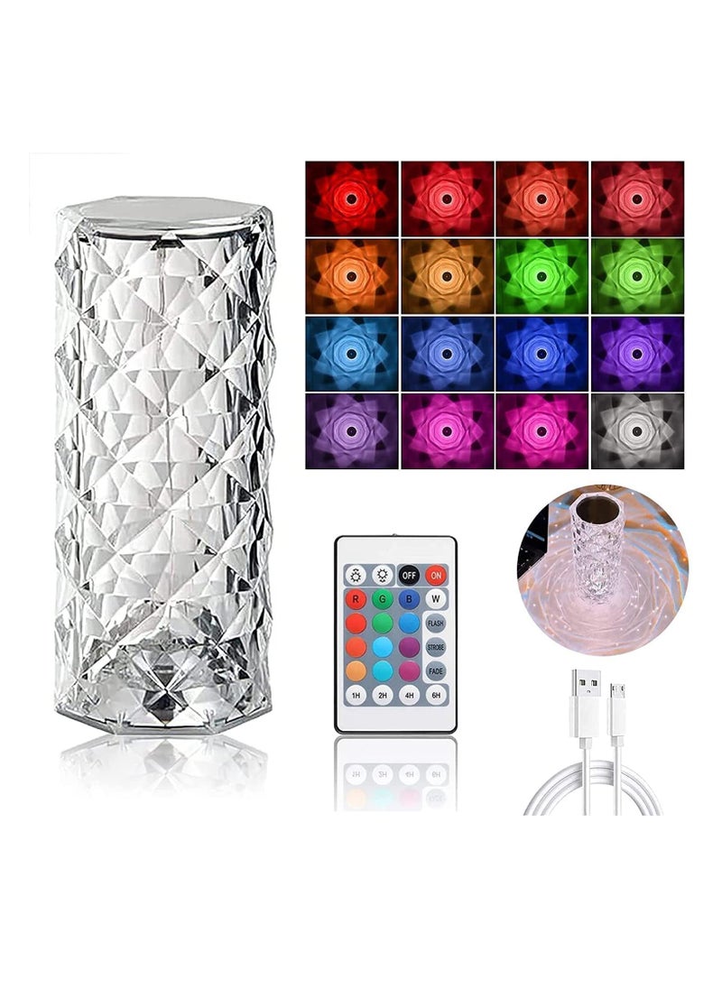 Generic - Crystal Lamp 16 Color Changing RGB Crystal Table Lamp Touch Dimmable Rose Crystal Diamond Night Light with Remote Control and USB Rechargeable  Crystal Lamp for Bedroom - Image 1