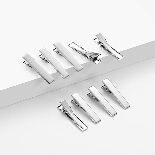UJOY Flat Metal Single Prong Alligator Duckbills Diy Barrette Bow Silver Hair Clips For Women (Pack Of 50, 3.2Cm) - Image 2