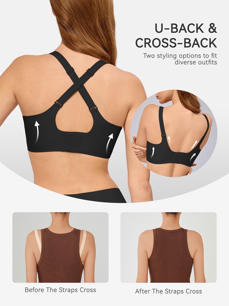 LUCKMEEY Bras for Women No Underwire Push Up Wireless Bra Seamless Bras Full Coverage Supportive Everyday Bra with Lift Truffle Black X-Large - Image 2
