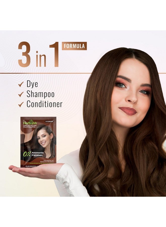 Herbishh Travel Pack Hair Dye Color Shampoo in Sachet + 1pc Argan Hair Mask Sachet (Dark brown, 2 sachets) - Image 4