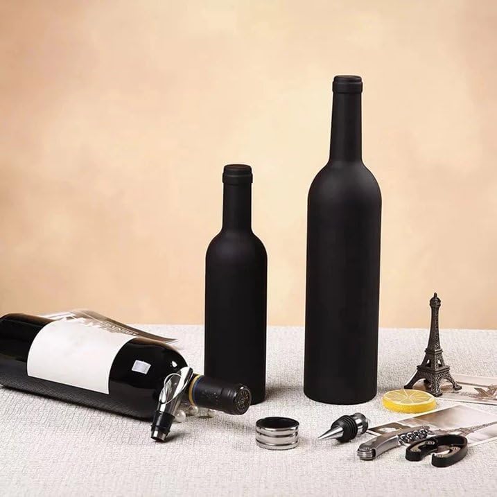 IQS ENTERPRISE Bottle Shape Wine Opener Case Wine Opener Gift Set with Wine Stopper Corkscrew Opener Pourer Spout Drip Ring and Foil Cutter in Matte Wine Bottle Shaped Organizer can and Wine Opener Steel  - Image 5