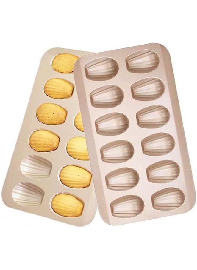 2 PCS Madeleine Pan, 12-Cup Nonstick Shell Shape Baking Cake Mold Jumbo Muffin,Bakeware Bread Pan, Sheet Pans for Cooking Nonstick,15.5 Inch Baking Pan Loaf - Image 1