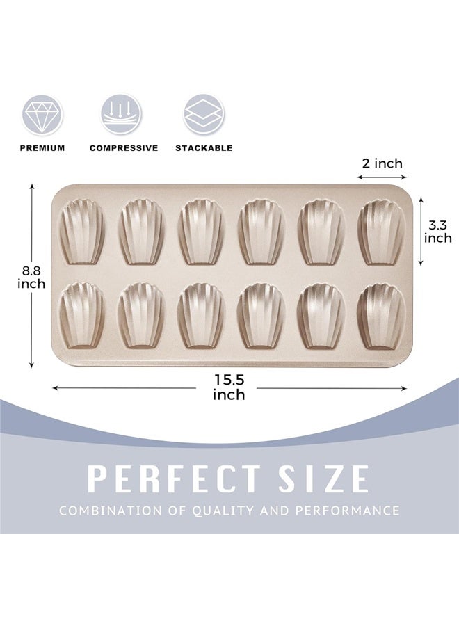 2 PCS Madeleine Pan, 12-Cup Nonstick Shell Shape Baking Cake Mold Jumbo Muffin,Bakeware Bread Pan, Sheet Pans for Cooking Nonstick,15.5 Inch Baking Pan Loaf - Image 5