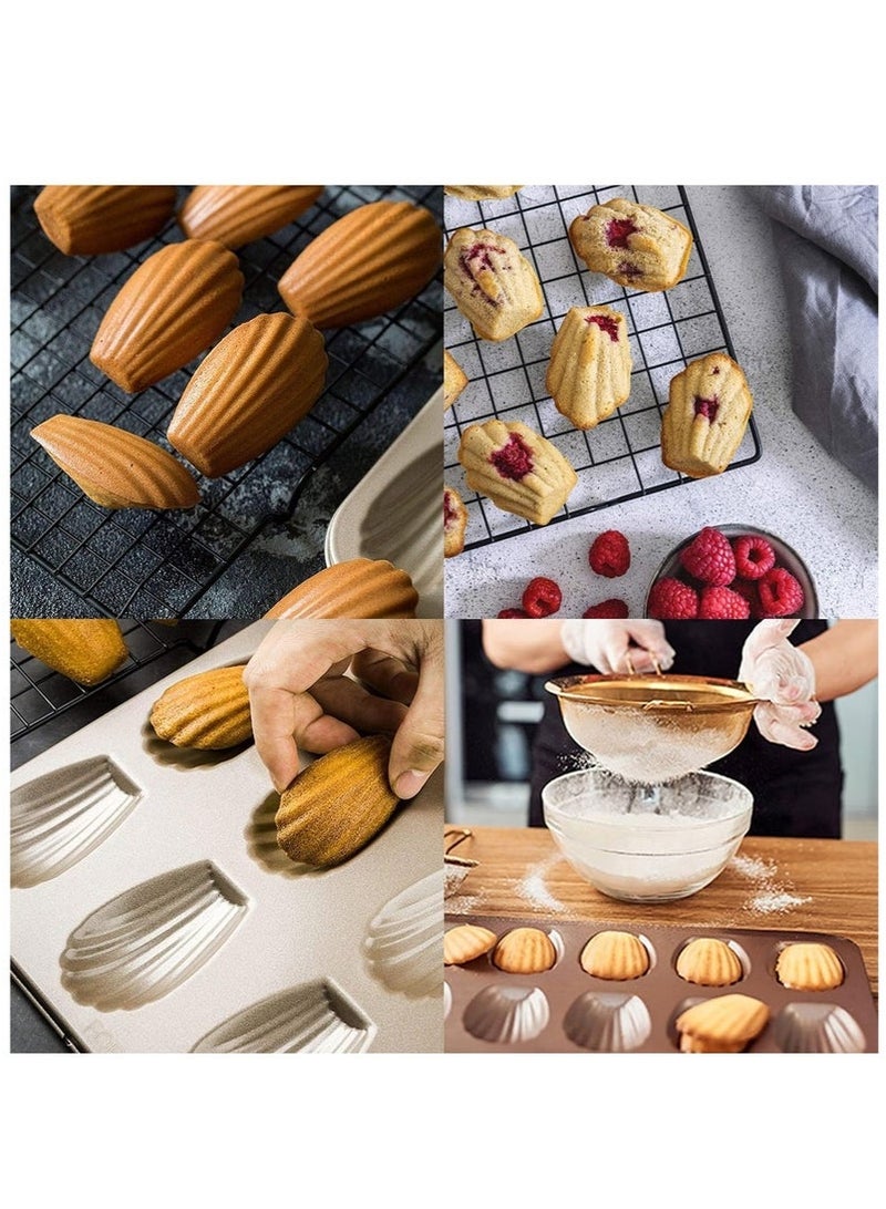 2 PCS Madeleine Pan, 12-Cup Nonstick Shell Shape Baking Cake Mold Jumbo Muffin,Bakeware Bread Pan, Sheet Pans for Cooking Nonstick,15.5 Inch Baking Pan Loaf - Image 4