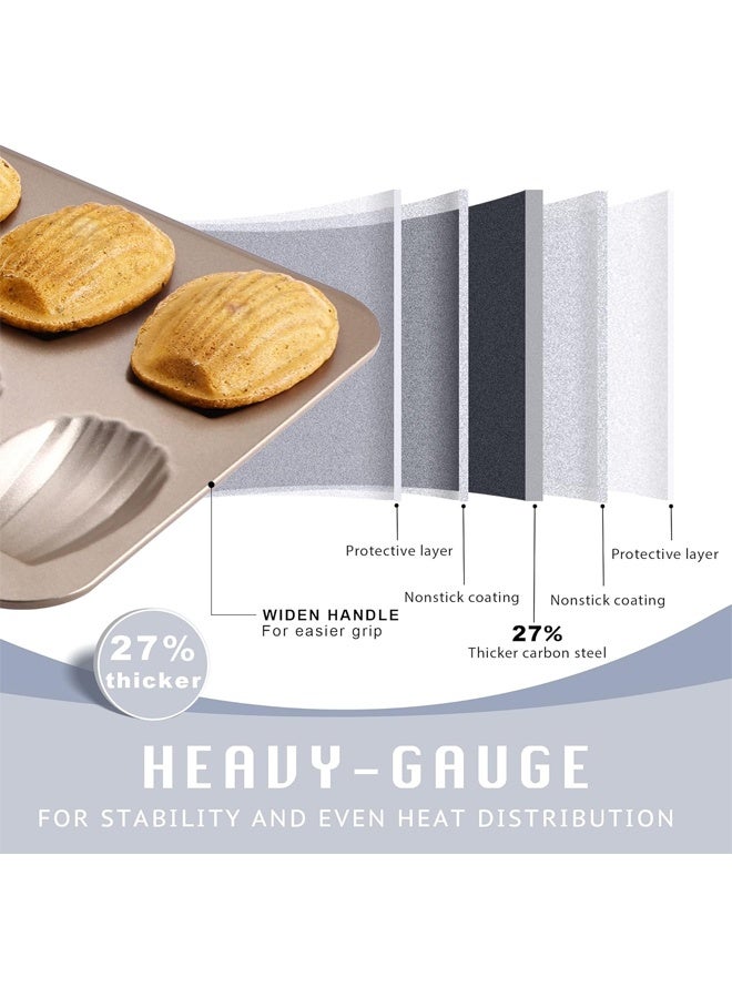 2 PCS Madeleine Pan, 12-Cup Nonstick Shell Shape Baking Cake Mold Jumbo Muffin,Bakeware Bread Pan, Sheet Pans for Cooking Nonstick,15.5 Inch Baking Pan Loaf - Image 3