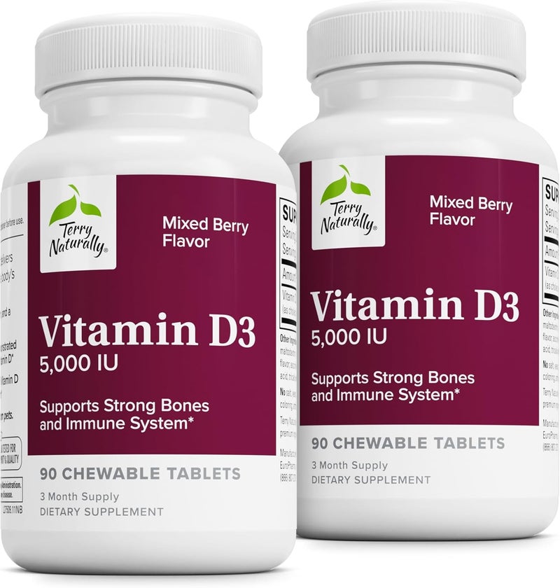 Terry Naturally Vitamin D3 Chewable Tablets for Adults - Mixed Berry Flavor - Image 1