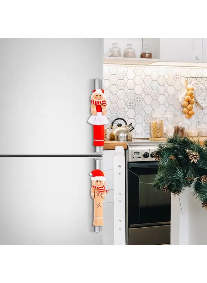 Gingerbread Man Refrigerator Handle Covers 2Pcs Festive Christmas Kitchen Decor - Image 5