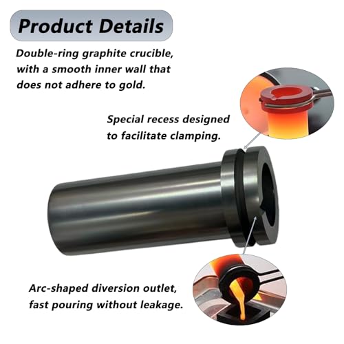 Deruilong Graphite Crucible, 1kg/2kg High Purity Graphite Crucible, Melting Gold, Silver, Copper, Furnace Casting Mould Melt Jewelry Tools - Image 3