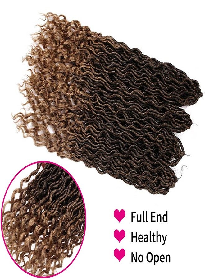 Ali Bling 6 Packs Goddess Locs Crochet Hair Wavy Curly Faux Locs Crochet Braids Synthetic Hair Extensions Dreadlocks Crochet Low Temperature Braiding Hair Crochet Goddess 1b/27(14" (6 Packs), T27) - Image 5