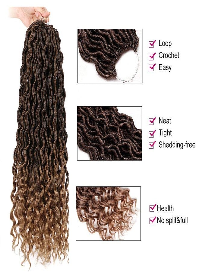 Ali Bling 6 Packs Goddess Locs Crochet Hair Wavy Curly Faux Locs Crochet Braids Synthetic Hair Extensions Dreadlocks Crochet Low Temperature Braiding Hair Crochet Goddess 1b/27(14" (6 Packs), T27) - Image 2