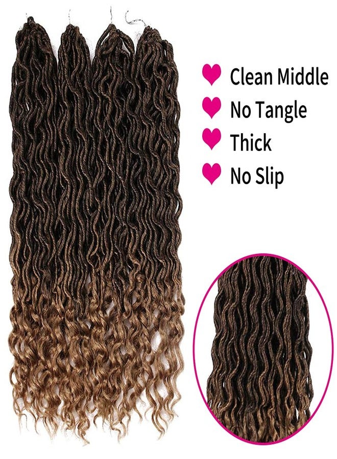 Ali Bling 6 Packs Goddess Locs Crochet Hair Wavy Curly Faux Locs Crochet Braids Synthetic Hair Extensions Dreadlocks Crochet Low Temperature Braiding Hair Crochet Goddess 1b/27(14" (6 Packs), T27) - Image 4