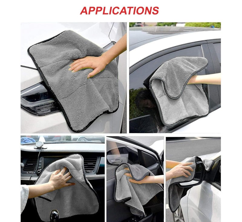 MAX 800 GSM Microfiber Cloth for Car Cleaning (2 Pcs) - Ultra Soft, Thick Plush, Double Sided Microfiber Towel for Car Cleaning, Washing, Detailing, 30 x 40 cm, Grey - Image 5