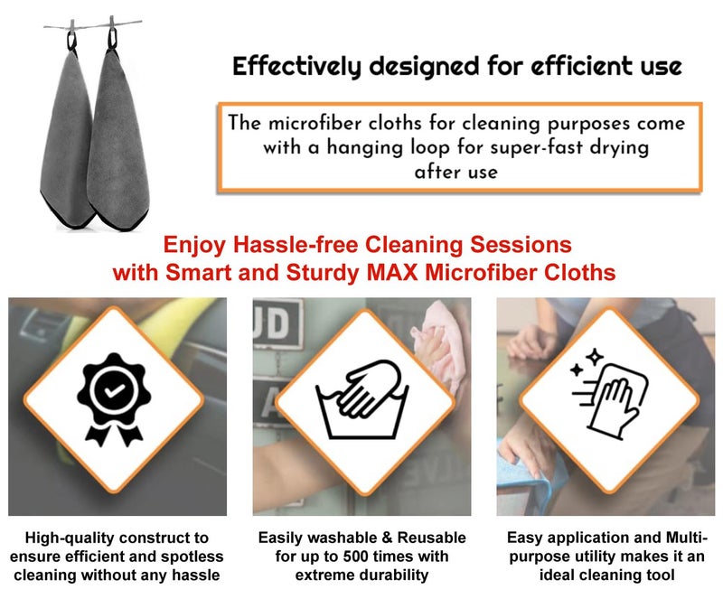 MAX 800 GSM Microfiber Cloth for Car Cleaning (2 Pcs) - Ultra Soft, Thick Plush, Double Sided Microfiber Towel for Car Cleaning, Washing, Detailing, 30 x 40 cm, Grey - Image 3