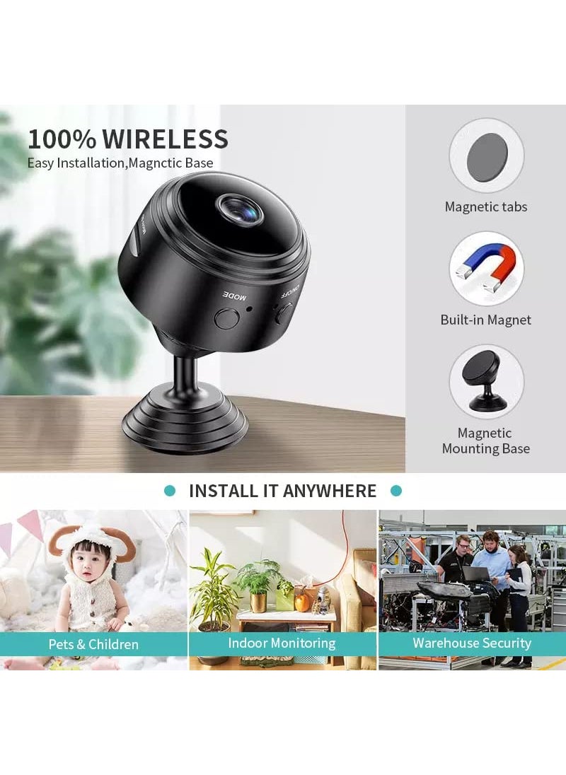 TECHNOVIEW TECHNOVIEW Mini HD Wireless Video Audio Recording WiFi Cam Watch Live View Full HD 1080P CCTV WiFi IP Camera with Night Vision Indoor Supports Upto 64 GB Card not Included Battery Operated  - Image 4