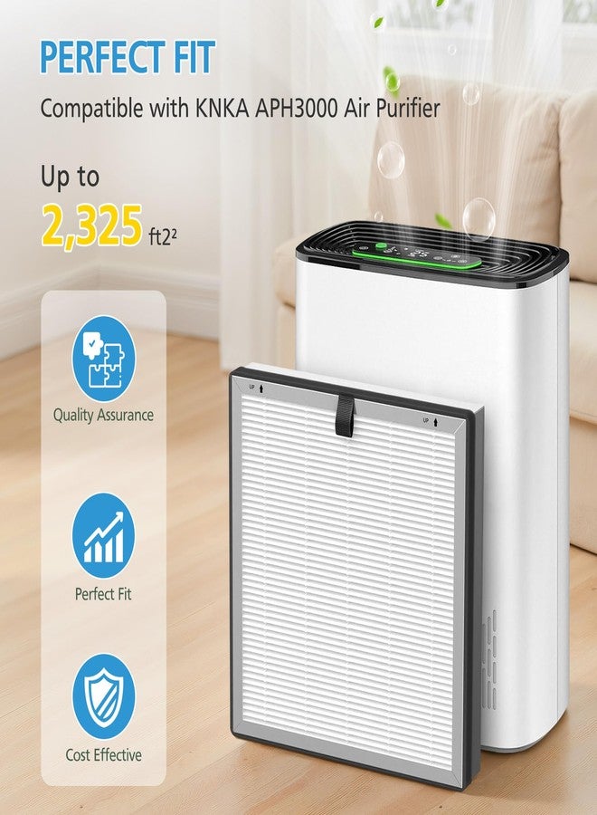إيزينجو فلتر بديل متوافق مع جهاز تنقية الهواء KNKA APH3000، مناسب للغرف الكبيرة وغرف النوم، فلتر كربون نشط HEPA 3 في 1 لإزالة الدخان والغبار وشعر الحيوانات الأليفة وحبوب اللقاح، عبوة من قطعتين - Image 2