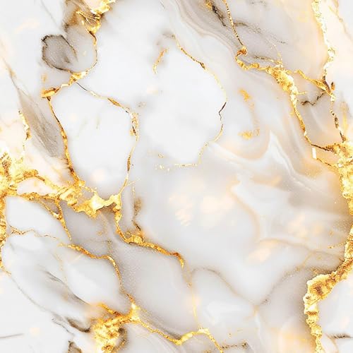 IVN 10PCS 12x12 Inch Peel and Stick Floor Tile, White Gray Marble with Gold Veins Pattern, Removable Vinyl Removable Floor Tile for Kitchen Bathroom Living Room, Residue-Free Removal - Image 1
