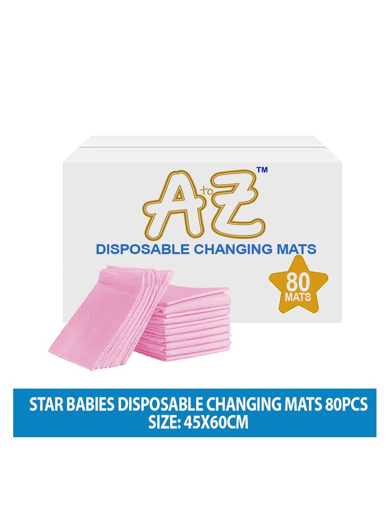 A TO Z A to Z - Disposable Changing Mat size (45cm x 60cm) Large- Premium Quality for Baby Soft Ultra Absorbent Waterproof - Pack of 80 - Pink - Image 2