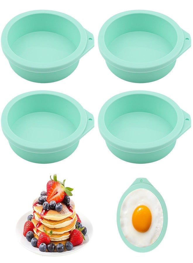 Ragyzity 4 Pcs Air Fryer Egg Molds, Silicone Non-Stick Muffin and Toast Maker, 4 Inch Air Fryer Muffin Pans for Burger Buns, Pancakes, Air Fryer Accessories (Green) - Image 1