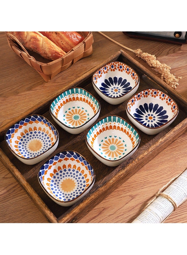 Ceramic Bowls 200 ml， Bohemian Style Bowl Gift Set, Assorted Dinnerware Serving Bowls for Cereal, Soup, Dessert, Snack, Fruit, Salsa, Pack of 6 - Image 1