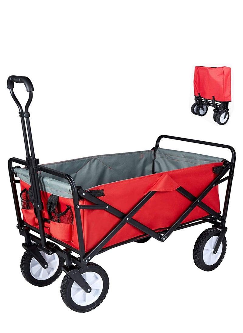 Generic COOLBABY Heavy Duty Collapsible Folding Wagon Utility Outdoor Camping Garden Cart with Universal Wheels & Adjustable Handle  - Image 2