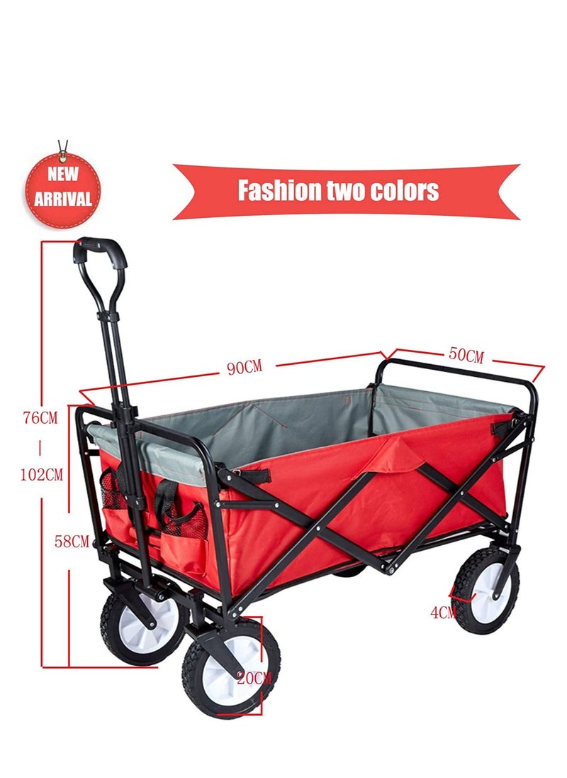 Generic COOLBABY Heavy Duty Collapsible Folding Wagon Utility Outdoor Camping Garden Cart with Universal Wheels & Adjustable Handle  - Image 1