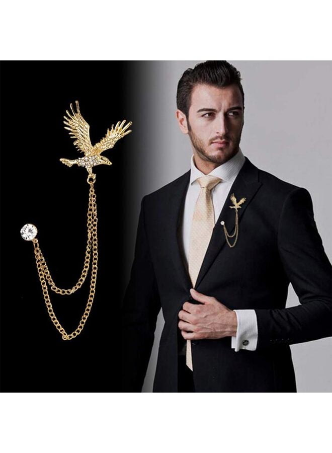 2 Packs Men's Eagle Brooch Lapel Pin Badge Hanging Chains Collar Brooches Pin for Career Suit Tuxedo of Shirts Tie Hat Scarf for Boyfriend Father Birthday Gold/Silver - Image 5