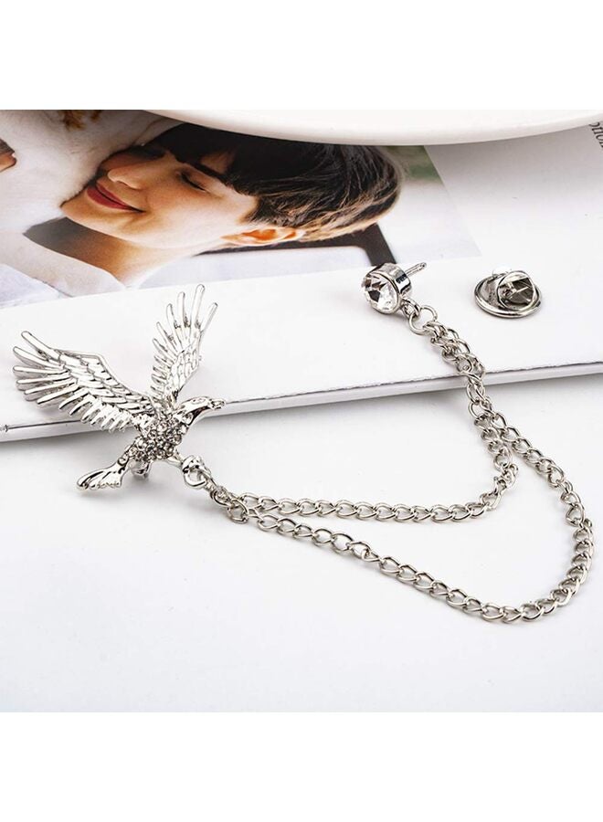 2 Packs Men's Eagle Brooch Lapel Pin Badge Hanging Chains Collar Brooches Pin for Career Suit Tuxedo of Shirts Tie Hat Scarf for Boyfriend Father Birthday Gold/Silver - Image 2