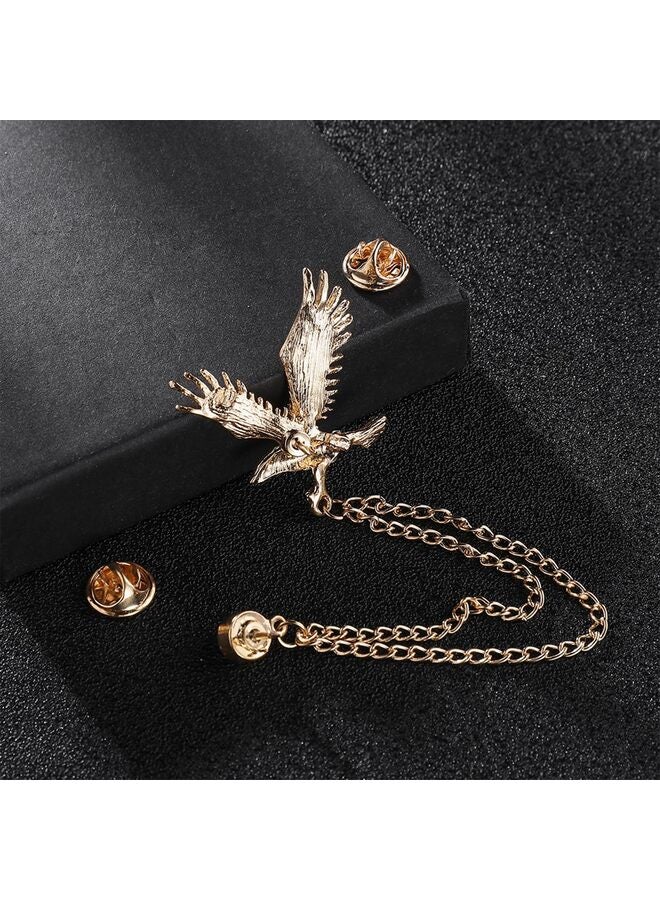 2 Packs Men's Eagle Brooch Lapel Pin Badge Hanging Chains Collar Brooches Pin for Career Suit Tuxedo of Shirts Tie Hat Scarf for Boyfriend Father Birthday Gold/Silver - Image 4