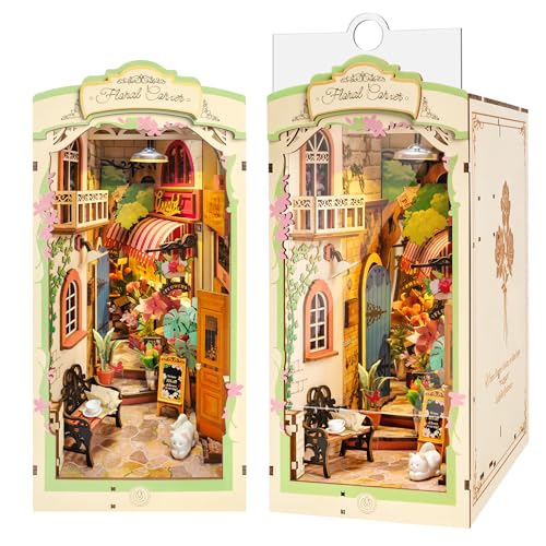 Wowood DIY Book Nook Floral Corner 3D Puzzle Book Nook Kits for Adults Decorative Book Nooks for Bookshelf Miniature Scenes DIY CraftsGiftsDecorations for Adults Floral Corner - Image 1