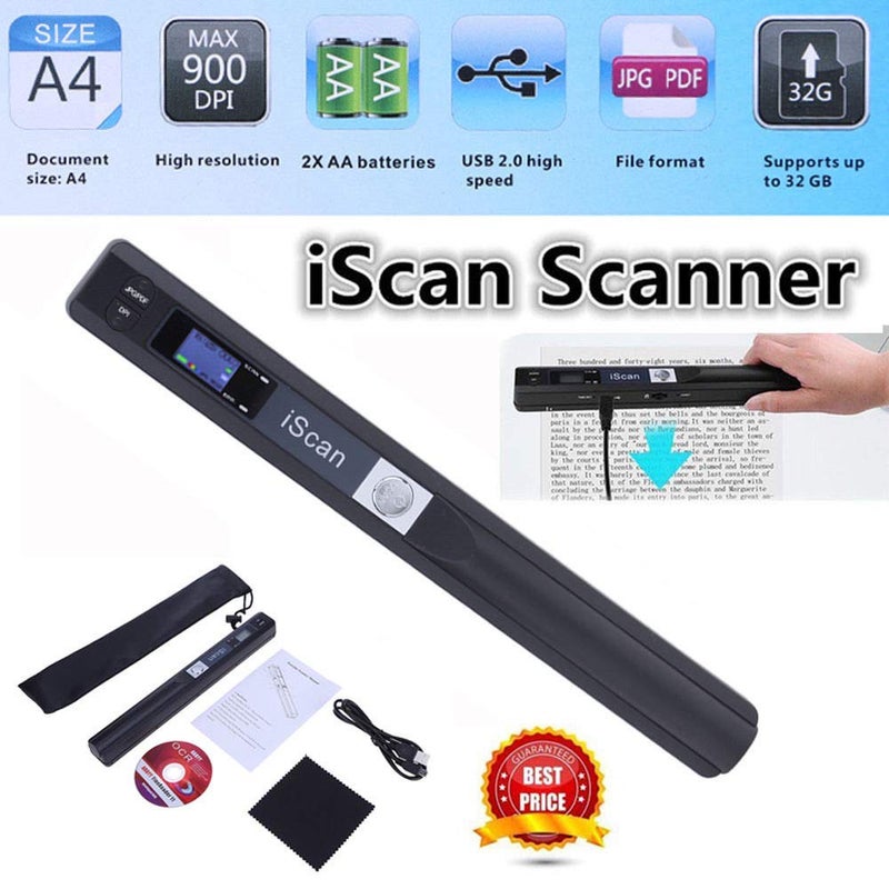 Microware ماسح ضوئي محمول باليد iScan Wand لاسلكي بحجم A4 900DPI بصيغة JPG/PDF شاشة LCD لفواتير الأعمال والكتب وغيرها. - Image 5