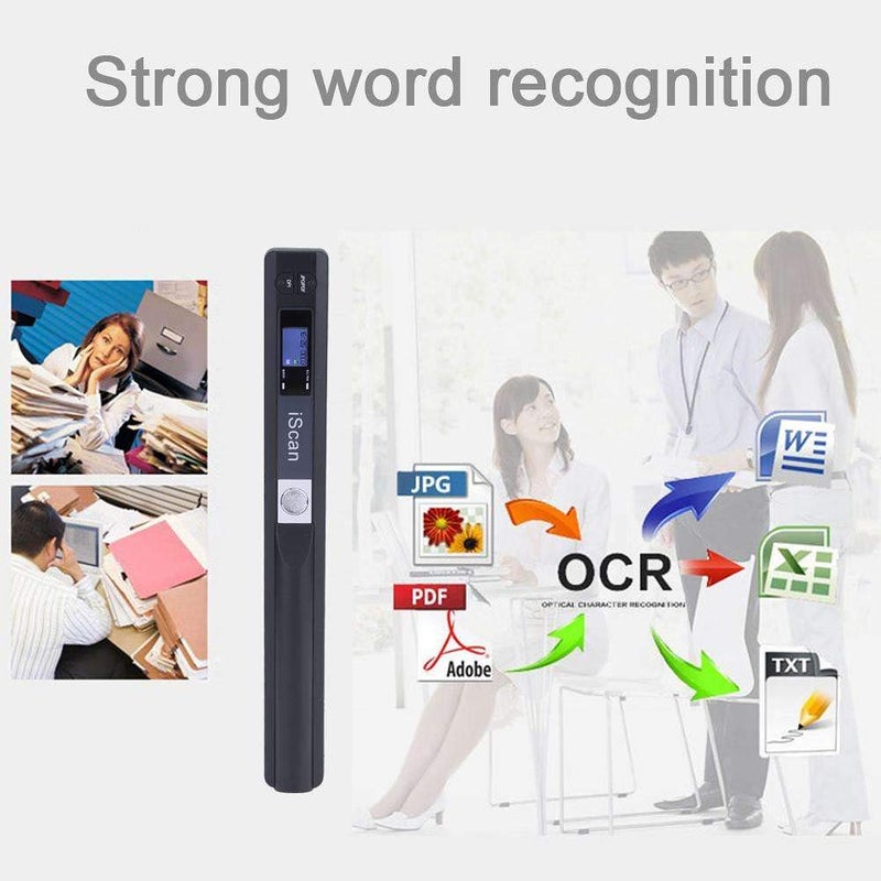Microware ماسح ضوئي محمول باليد iScan Wand لاسلكي بحجم A4 900DPI بصيغة JPG/PDF شاشة LCD لفواتير الأعمال والكتب وغيرها. - Image 2