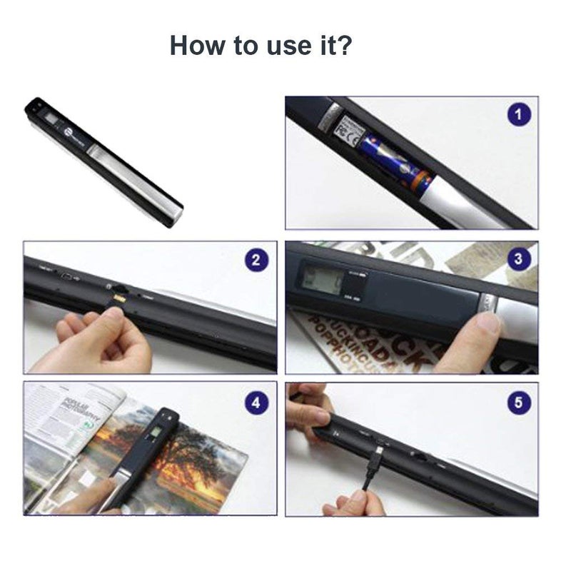Microware ماسح ضوئي محمول باليد iScan Wand لاسلكي بحجم A4 900DPI بصيغة JPG/PDF شاشة LCD لفواتير الأعمال والكتب وغيرها. - Image 3